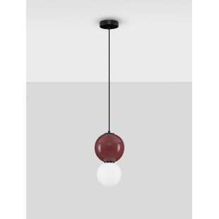 Lampa Wisząca Kula Szklana Senio | Biało-Bordowa | Decolab24