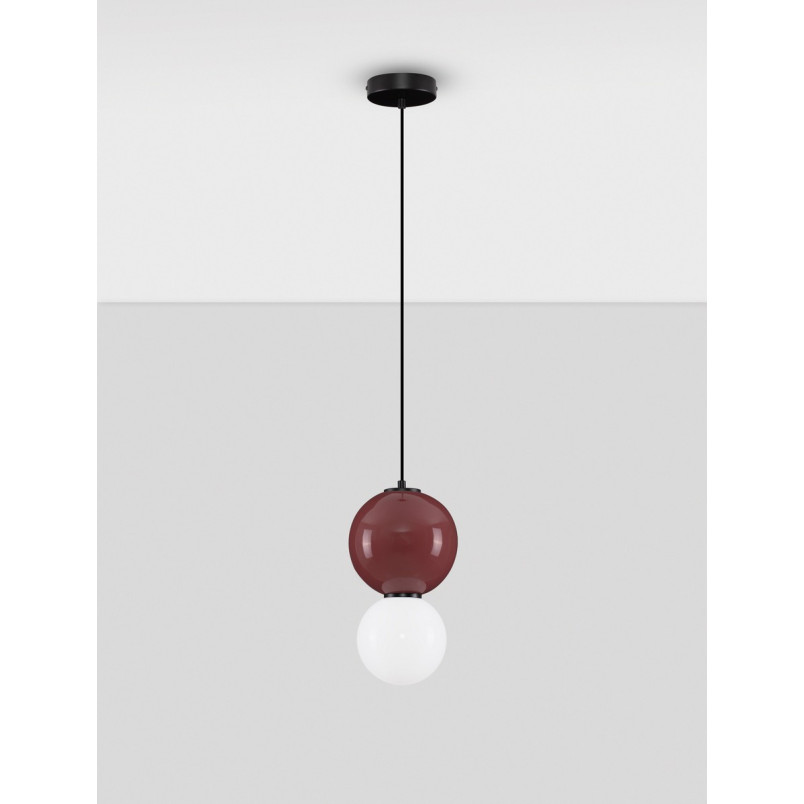 Lampa Wisząca Kula Szklana Senio | Biało-Bordowa | Decolab24