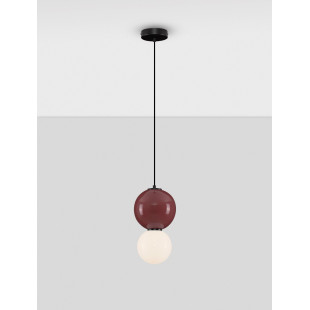 Lampa Wisząca Kula Szklana Senio | Biało-Bordowa | Decolab24