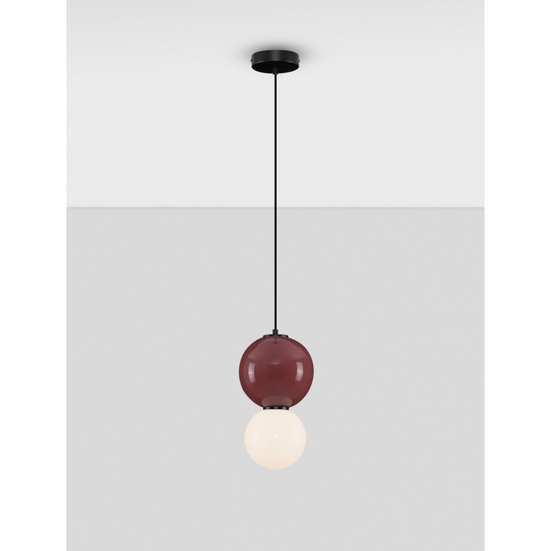 Lampa Wisząca Kula Szklana Senio | Biało-Bordowa | Decolab24