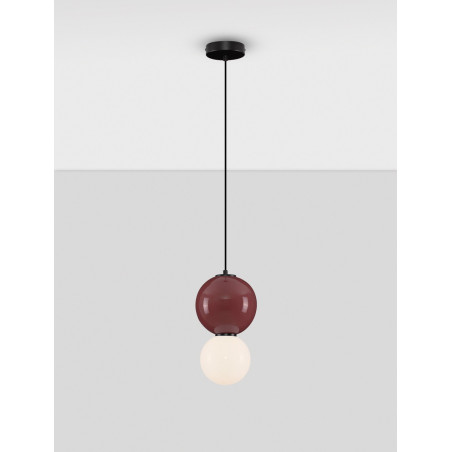 Lampa Wisząca Kula Szklana Senio | Biało-Bordowa | Decolab24