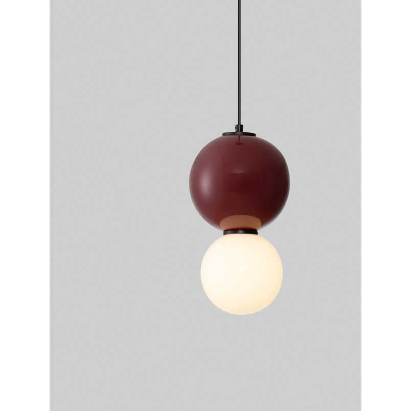 Lampa Wisząca Kula Szklana Senio | Biało-Bordowa | Decolab24