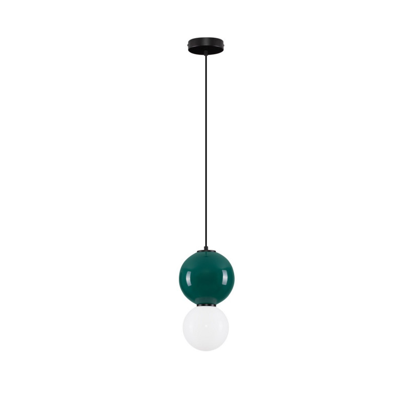 Lampa wisząca Senio: Szklana kula, biało-zielona | Decolab24