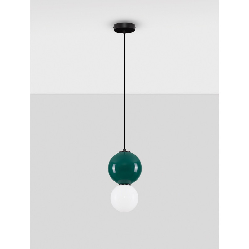 Lampa wisząca Senio: Szklana kula, biało-zielona | Decolab24