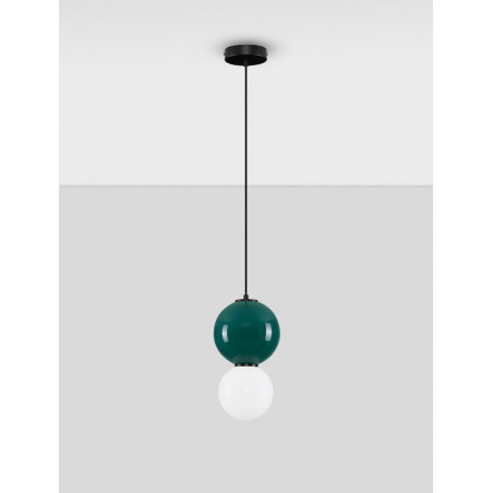 Lampa wisząca Senio: Szklana kula, biało-zielona | Decolab24