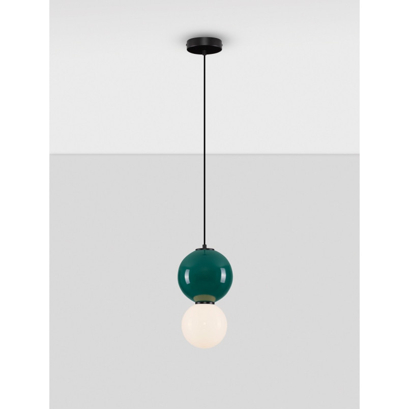 Lampa wisząca Senio: Szklana kula, biało-zielona | Decolab24