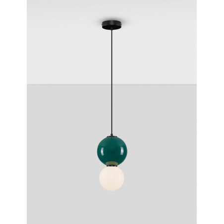 Lampa wisząca Senio: Szklana kula, biało-zielona | Decolab24