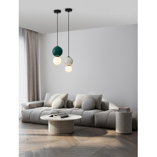 Lampa Wisząca Kula Szklana Senio LED | Biało-Szara | Decolab24