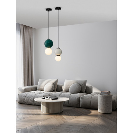 Lampa Wisząca Kula Szklana Senio LED | Biało-Szara | Decolab24