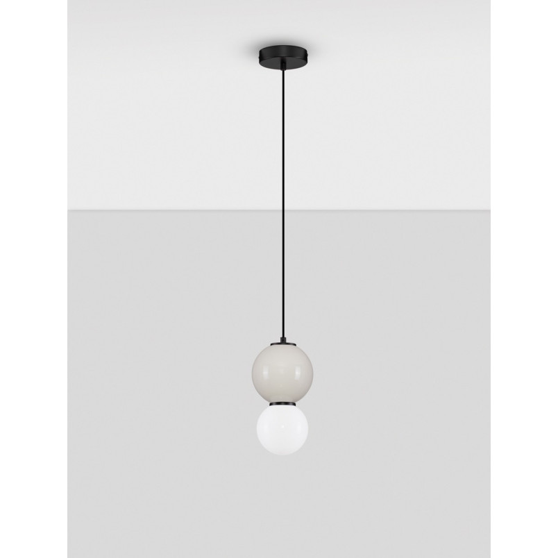Lampa Wisząca Kula Szklana Senio LED | Biało-Szara | Decolab24