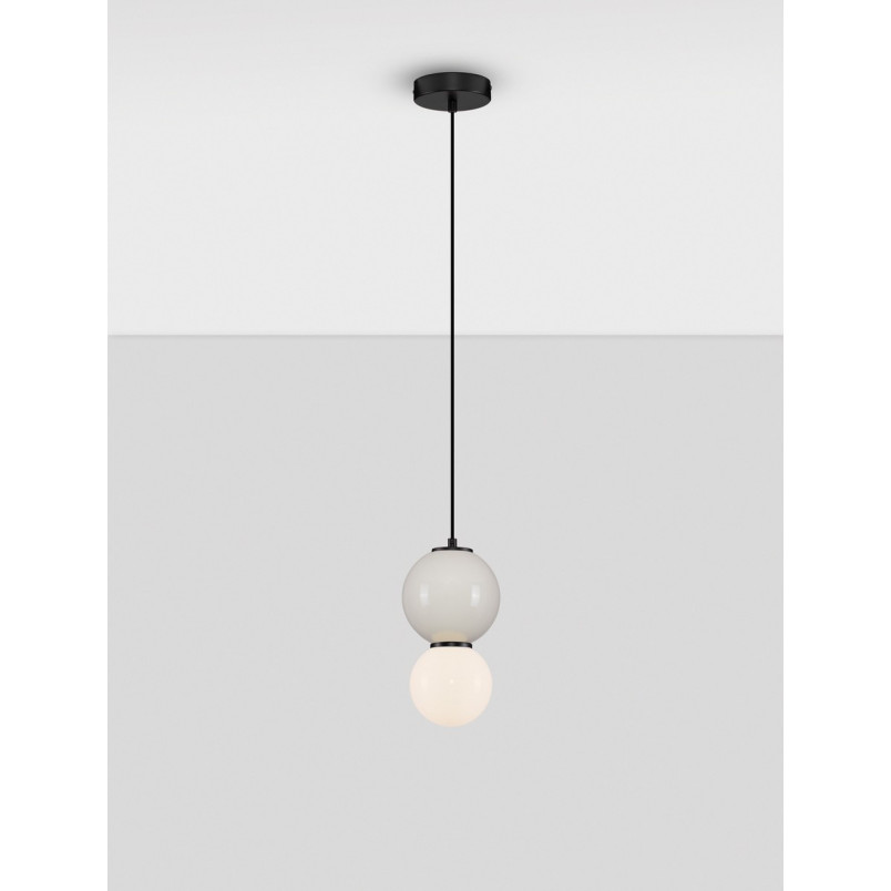 Lampa Wisząca Kula Szklana Senio LED | Biało-Szara | Decolab24