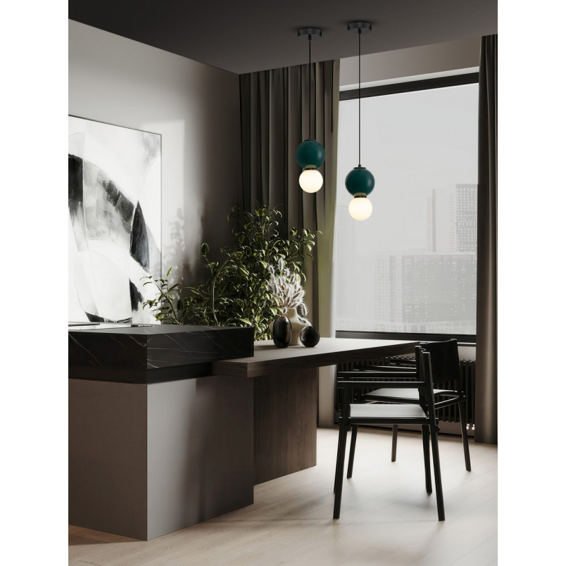 Lampa wisząca Senio: Szklana kula, biało-zielona | Decolab24