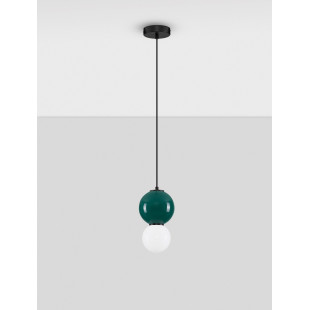 Lampa wisząca Senio: Szklana kula, biało-zielona | Decolab24