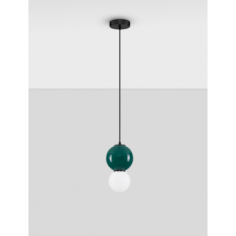 Lampa wisząca Senio: Szklana kula, biało-zielona | Decolab24