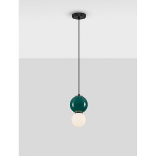 Lampa wisząca Senio: Szklana kula, biało-zielona | Decolab24