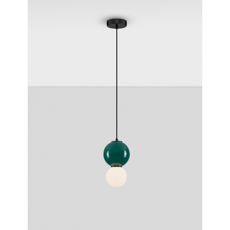Lampa wisząca Senio: Szklana kula, biało-zielona | Decolab24