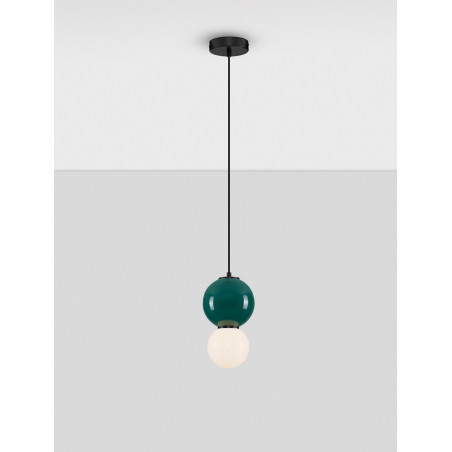 Lampa wisząca Senio: Szklana kula, biało-zielona | Decolab24