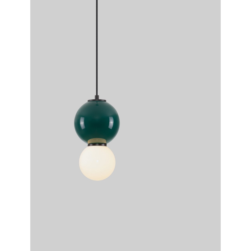 Lampa wisząca Senio: Szklana kula, biało-zielona | Decolab24