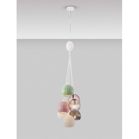 Lampa wisząca Melina VII - kolorowe kule, szkło | Decolab24