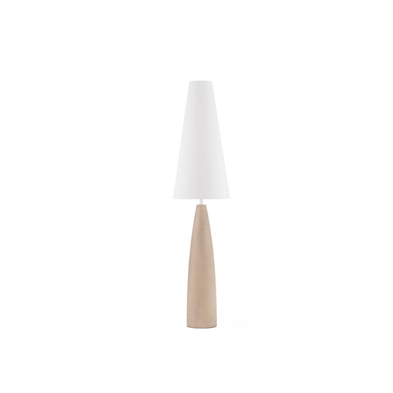 Lampa stojąca Japandi Mizuo | Biało-beżowa, gips, tkanina