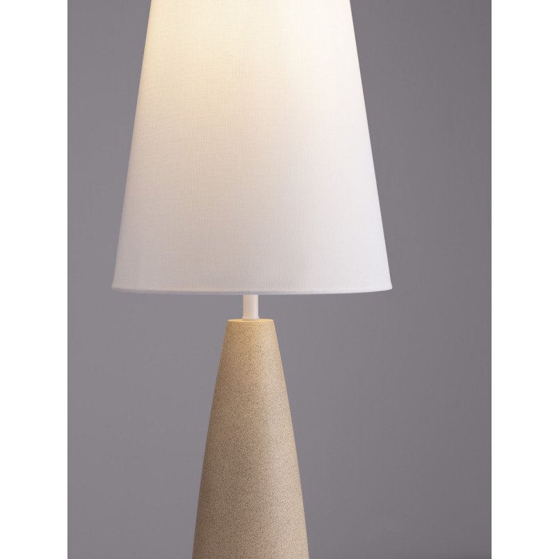 Lampa stojąca Japandi Mizuo | Biało-beżowa, gips, tkanina