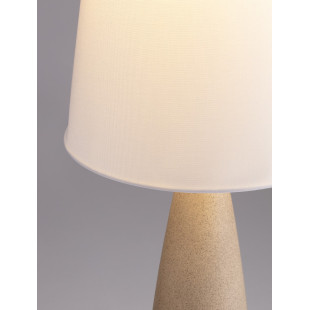 Lampa stojąca Japandi Mizuo | Biało-beżowa, gips, tkanina