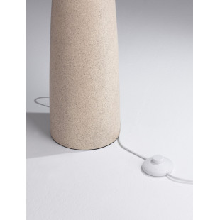 Lampa stojąca Japandi Mizuo | Biało-beżowa, gips, tkanina