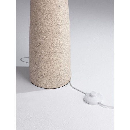 Lampa stojąca Japandi Mizuo | Biało-beżowa, gips, tkanina