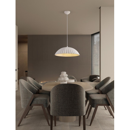 Lampa betonowa wisząca Momas | Biały klosz, Styl Japandi