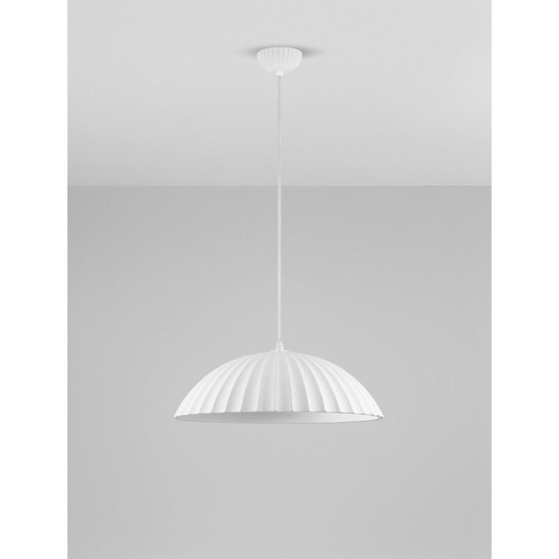 Lampa betonowa wisząca Momas | Biały klosz, Styl Japandi