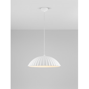 Lampa betonowa wisząca Momas | Biały klosz, Styl Japandi