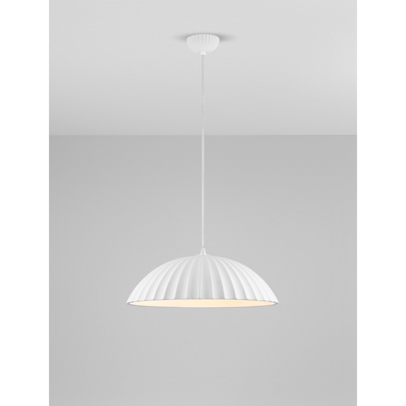 Lampa betonowa wisząca Momas | Biały klosz, Styl Japandi