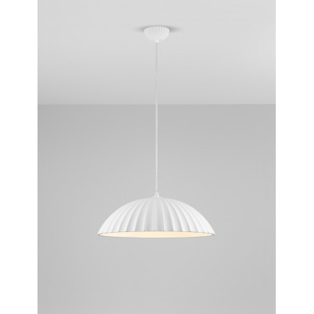 Lampa betonowa wisząca Momas | Biały klosz, Styl Japandi
