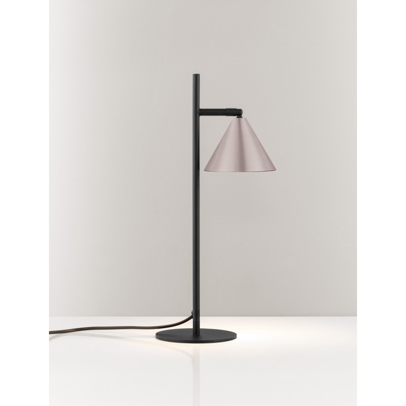 Lampa biurkowa Nocun - stożek, czarny/brąz - Decolab24