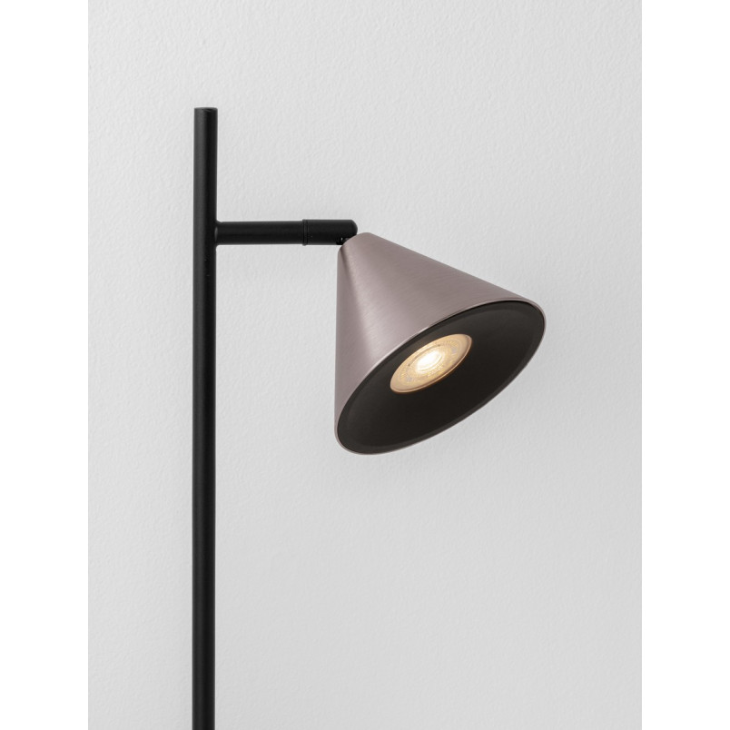 Lampa biurkowa Nocun - stożek, czarny/brąz - Decolab24
