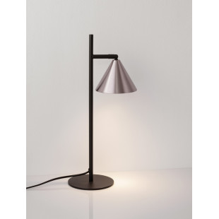 Lampa biurkowa Nocun - stożek, czarny/brąz - Decolab24