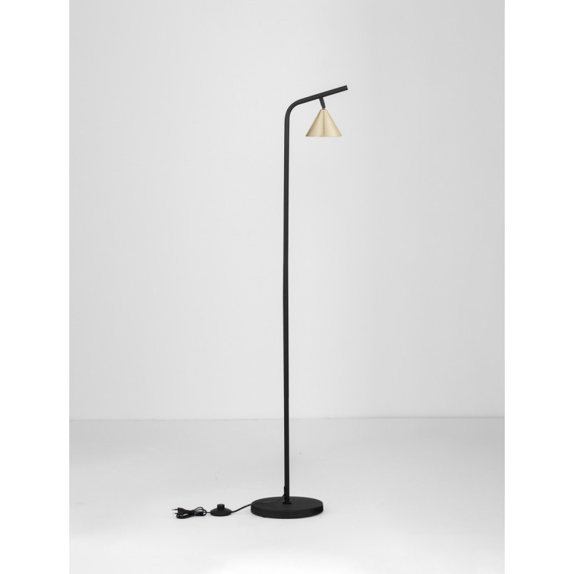 Lampa podłogowa Nocun | Stożek, czarny/złoto | Decolab24