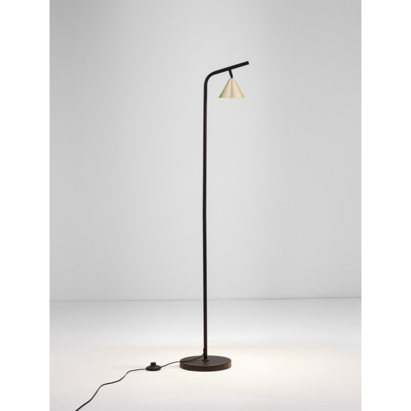Lampa podłogowa Nocun | Stożek, czarny/złoto | Decolab24