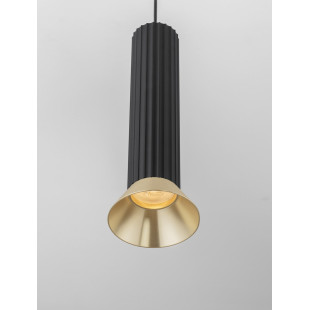 Lampa wisząca Vialu: Czarny stożek z akcentem złota | Decolab24