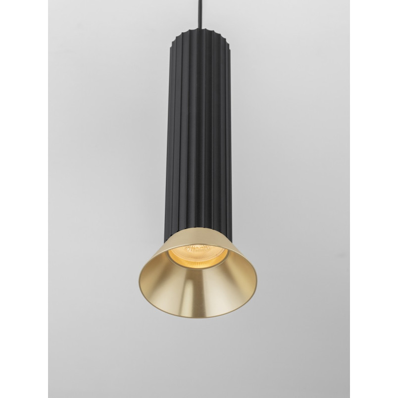 Lampa wisząca Vialu: Czarny stożek z akcentem złota | Decolab24
