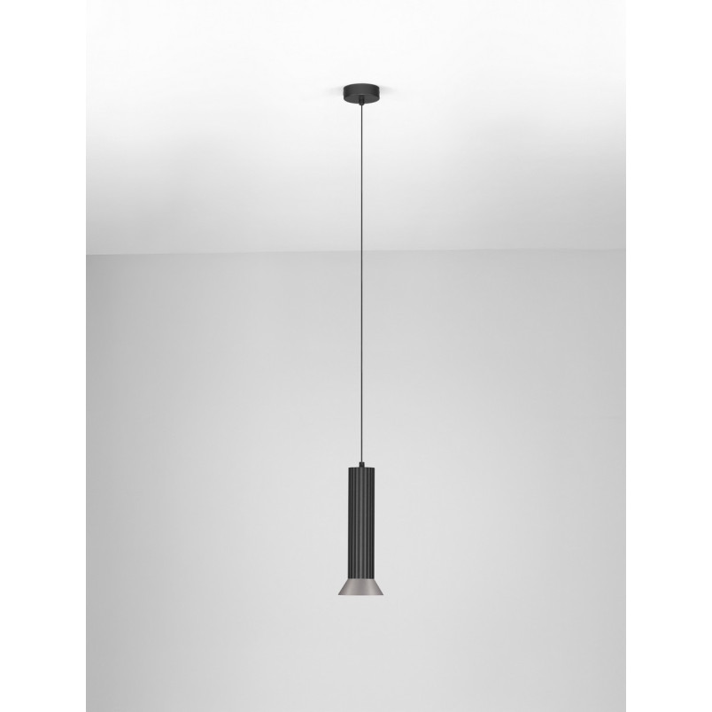 Lampa wisząca Vialu - Stożek czarny/brąz, Loft, Decolab24