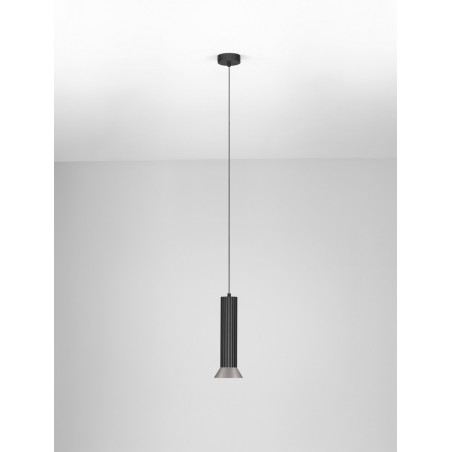 Lampa wisząca Vialu - Stożek czarny/brąz, Loft, Decolab24