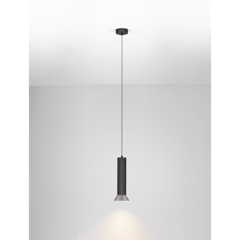 Lampa wisząca Vialu - Stożek czarny/brąz, Loft, Decolab24