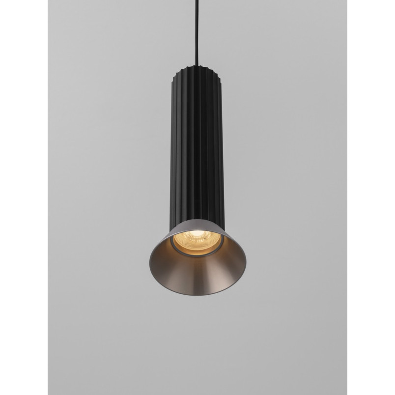 Lampa wisząca Vialu - Stożek czarny/brąz, Loft, Decolab24