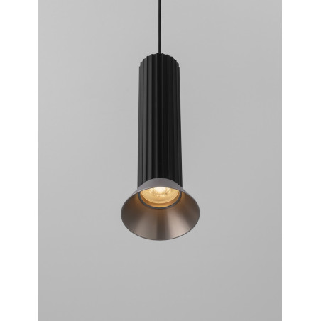 Lampa wisząca Vialu - Stożek czarny/brąz, Loft, Decolab24