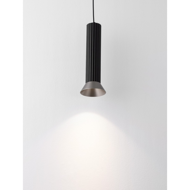 Lampa wisząca Vialu - Stożek czarny/brąz, Loft, Decolab24