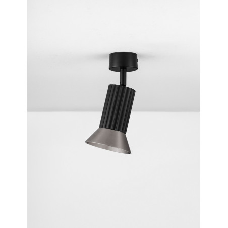 Reflektor sufitowy Vialu - Loftowy design, czarny i brązowy | Decolab24