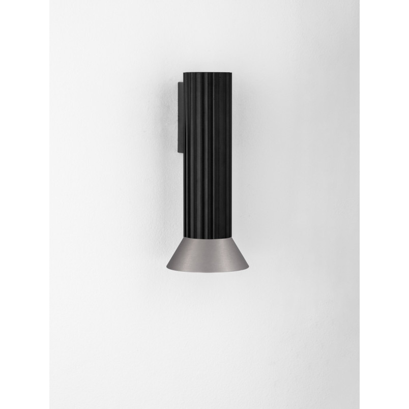 Kinkiet ryflowany Vialu | Loftowy design, czarny/brązowy | Decolab24