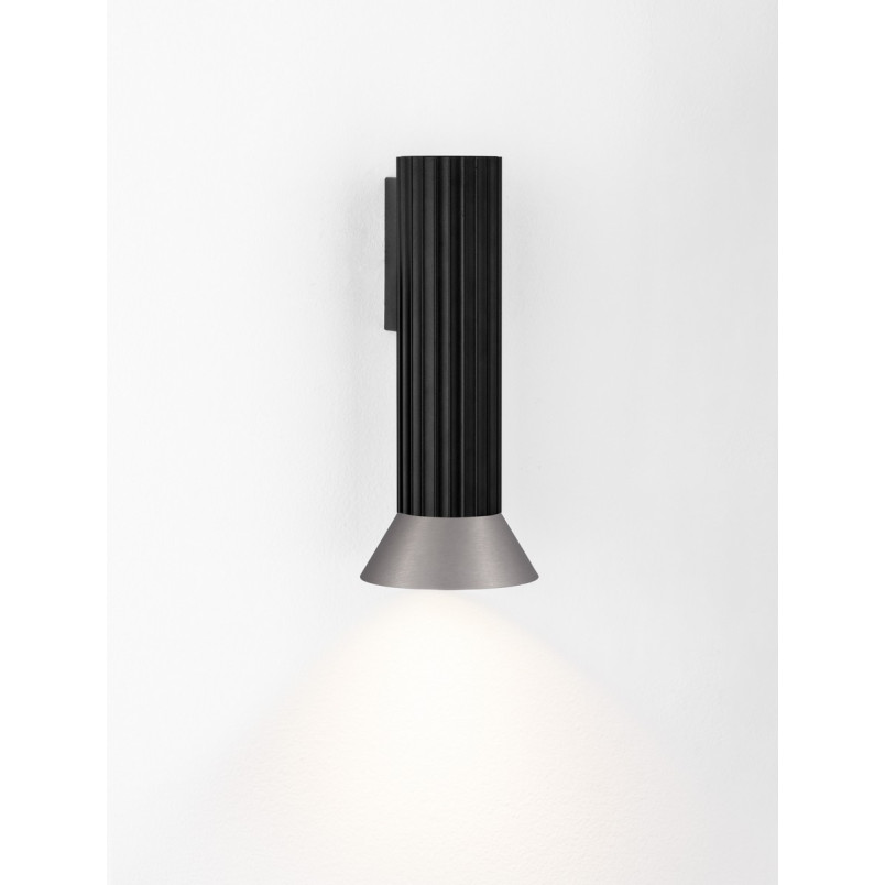 Kinkiet ryflowany Vialu | Loftowy design, czarny/brązowy | Decolab24