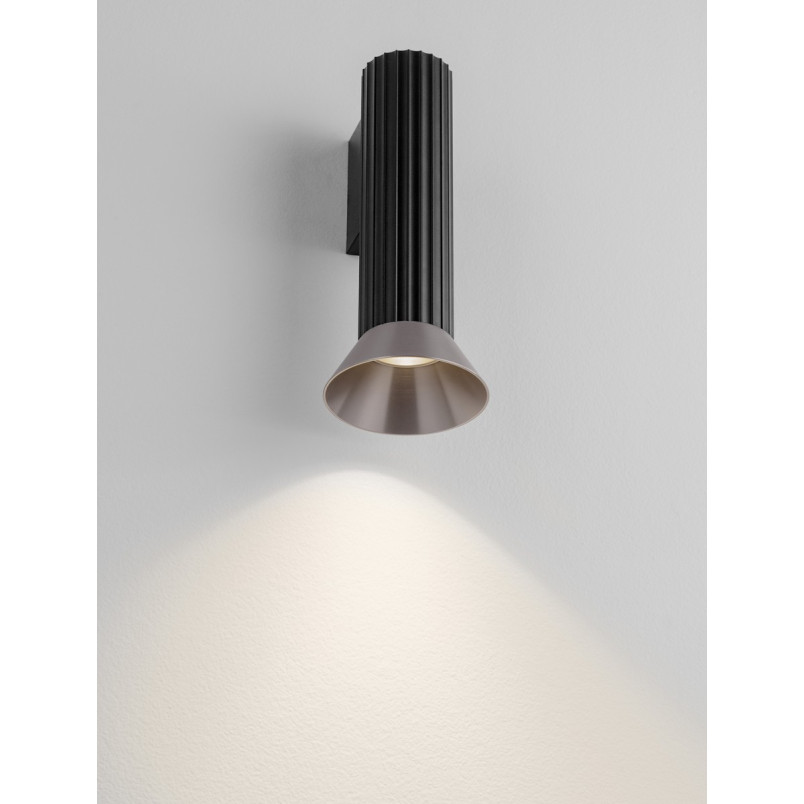 Kinkiet ryflowany Vialu | Loftowy design, czarny/brązowy | Decolab24